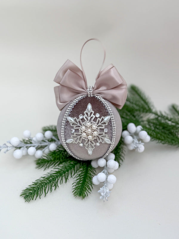 Christmas Bauble Ornament - Brown Mocha Snowflake - One Piece