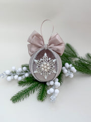 Christmas Bauble Ornament - Brown Mocha Snowflake - One Piece
