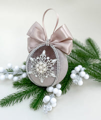 Christmas Bauble Ornament - Brown Mocha Snowflake - One Piece