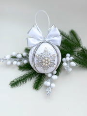 Christmas Bauble Ornament- White Snowflake - One Piece