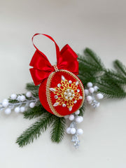 Christmas Bauble Ornament - Red Snowflake - One Piece
