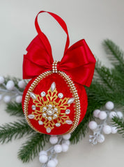 Christmas Bauble Ornament - Red Snowflake - One Piece