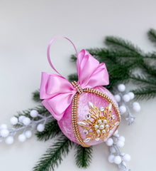 Christmas Bauble Ornament - Pink Snowflake - One Piece