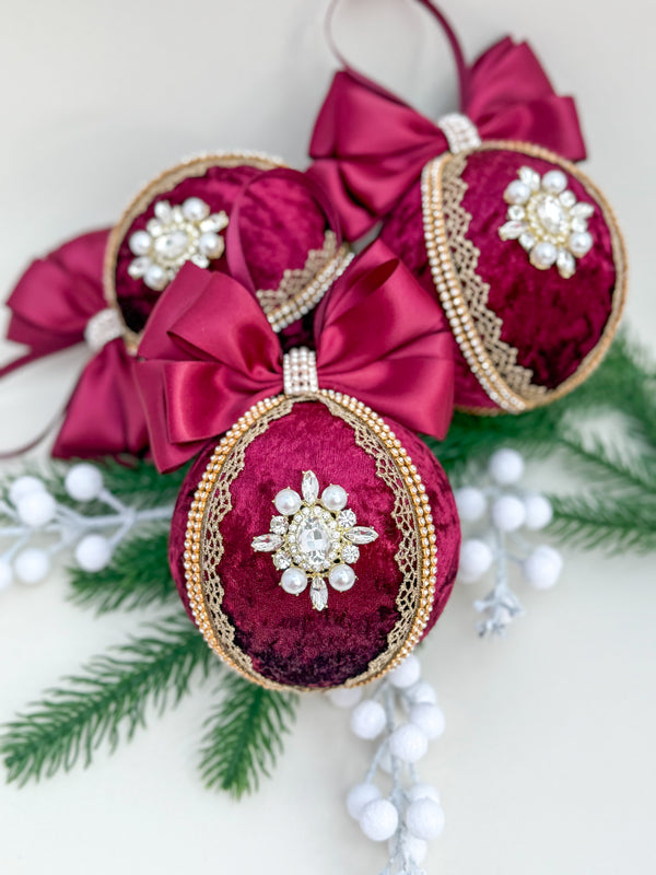 Christmas Baubles - Burgundy- One Piece