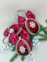 Christmas Baubles - Burgundy- One Piece