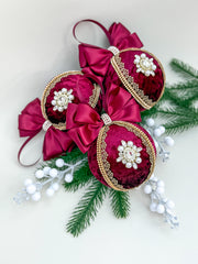 Christmas Baubles - Burgundy- One Piece