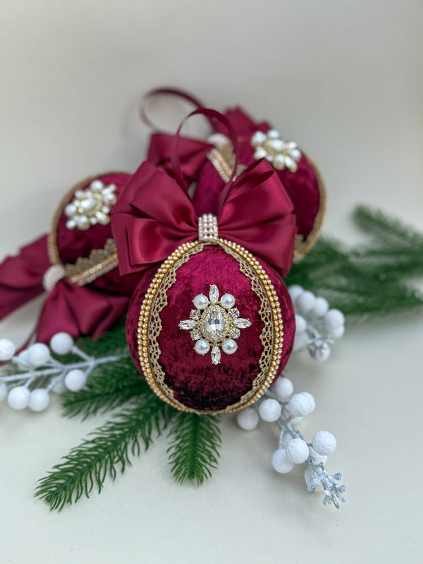 Christmas Baubles - Burgundy- One Piece