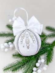 Christmas Bauble Ornament- White  - One Piece