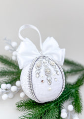 Christmas Bauble Ornament- White  - One Piece