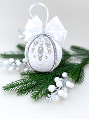 Christmas Bauble Ornament- White  - One Piece