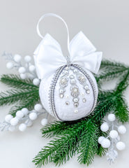 Christmas Bauble Ornament- White  - One Piece