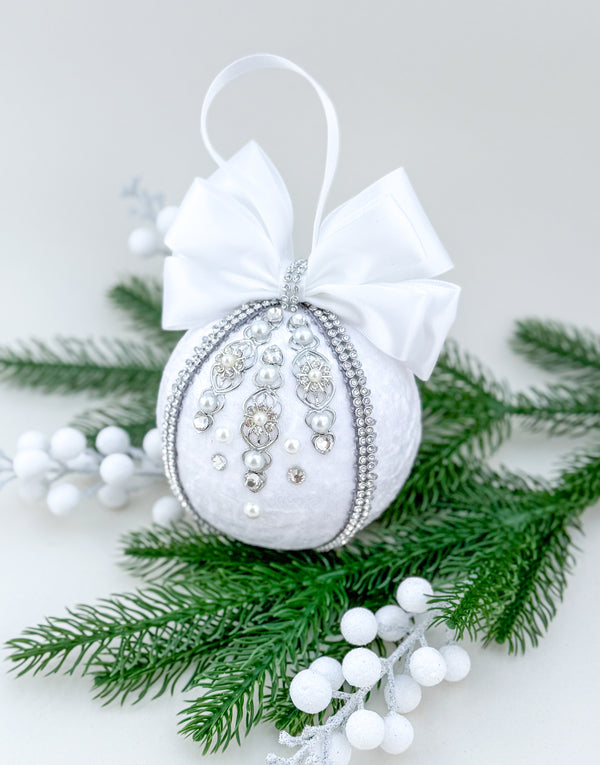 Christmas Bauble Ornament- White  - One Piece