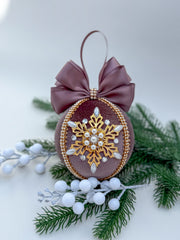 Christmas Bauble Ornament - Brown Chocolate Snowflake - One Piece