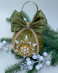 Christmas Baubles - Olive Green Snowflake - One Piece