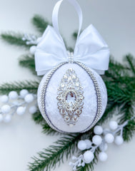 Christmas Bauble Ornament- White  - One Piece