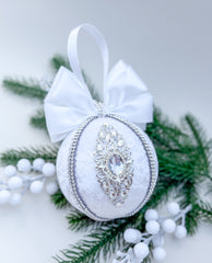 Christmas Bauble Ornament- White  - One Piece