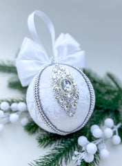 Christmas Bauble Ornament- White  - One Piece