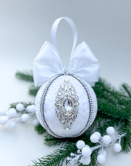 Christmas Bauble Ornament- White  - One Piece