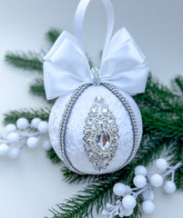 Christmas Bauble Ornament- White  - One Piece