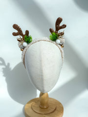 Christmas headband- Beige “Reindeer “