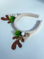 Christmas headband- Beige “Reindeer “
