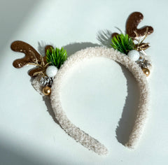 Christmas headband- Beige “Reindeer “