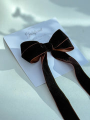 Velvet hair Bow- Dark Brown