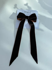 Velvet hair Bow- Dark Brown