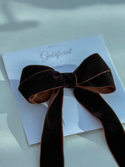 Velvet hair Bow- Dark Brown