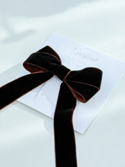 Velvet hair Bow- Dark Brown
