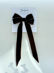 Velvet hair Bow- Dark Brown