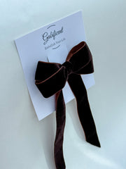 Velvet hair Bow- Dark Brown
