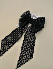 Large lace hair bow “Black” - Gabificent