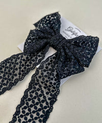 Large lace hair bow “Black” - Gabificent