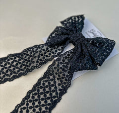 Large lace hair bow “Black” - Gabificent