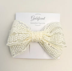 Large lace hair bow “Cream” Gabificent