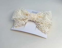Large lace hair bow “Cream” - Gabificent