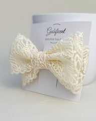 Large lace hair bow “Cream” - Gabificent