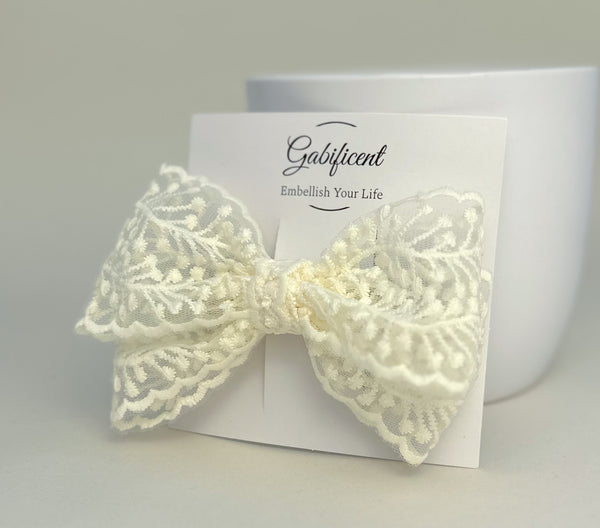 Large lace hair bow “Cream” Gabificent