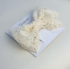 Large lace hair bow “Cream” - Gabificent