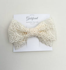 Large lace hair bow “Cream” - Gabificent