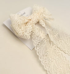 Large lace hair bow with tails “Cream” Gabificent