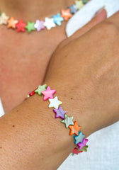 Natural White Freshwater Shell Bead Bracelet and Necklace Set Gabificent