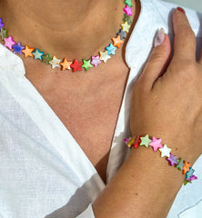 Natural White Freshwater Shell Bead Bracelet and Necklace Set Gabificent