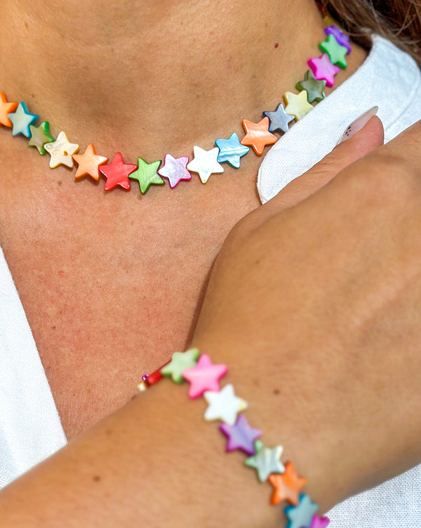 Natural White Freshwater Shell Bead Bracelet and Necklace Set Gabificent