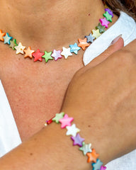 Natural White Freshwater Shell Bead Bracelet and Necklace Set Gabificent