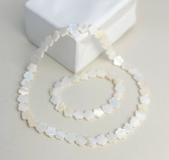 Natural White Freshwater Shell Bead Bracelet and Necklace Set Gabificent