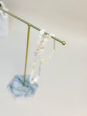 Natural White Freshwater Shell Bead Bracelet and Necklace Set Gabificent