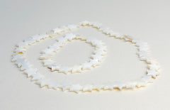 Natural White Freshwater Shell Bead Bracelet and Necklace Set Gabificent
