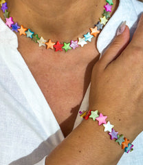 Natural White Freshwater Shell Bead Bracelet and Necklace Set Gabificent